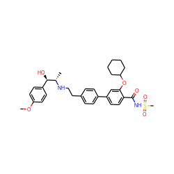 COc1ccc([C@@H](O)[C@H](C)NCCc2ccc(-c3ccc(C(=O)NS(C)(=O)=O)c(OC4CCCCC4)c3)cc2)cc1 ZINC000043013681