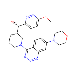 COc1ccc([C@@H](O)[C@H]2CCCN(c3nnnc4cc(N5CCOCC5)ccc34)C2)nn1 ZINC000146298192