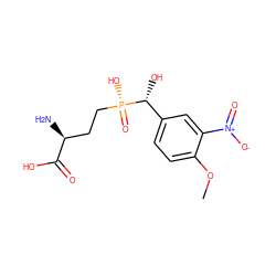 COc1ccc([C@@H](O)[P@](=O)(O)CC[C@H](N)C(=O)O)cc1[N+](=O)[O-] ZINC000148812617