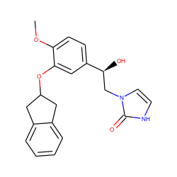 COc1ccc([C@@H](O)Cn2cc[nH]c2=O)cc1OC1Cc2ccccc2C1 ZINC000013438911