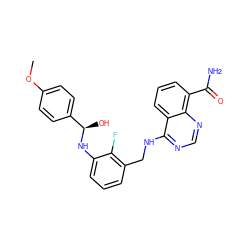 COc1ccc([C@@H](O)Nc2cccc(CNc3ncnc4c(C(N)=O)cccc34)c2F)cc1 ZINC000168086342