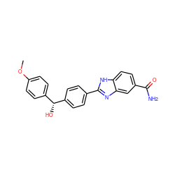 COc1ccc([C@@H](O)c2ccc(-c3nc4cc(C(N)=O)ccc4[nH]3)cc2)cc1 ZINC000116015259