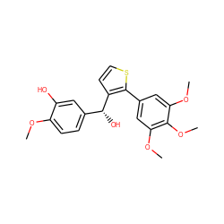 COc1ccc([C@@H](O)c2ccsc2-c2cc(OC)c(OC)c(OC)c2)cc1O ZINC000026388872