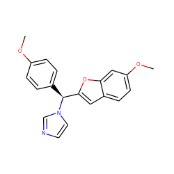 COc1ccc([C@@H](c2cc3ccc(OC)cc3o2)n2ccnc2)cc1 ZINC000013680614