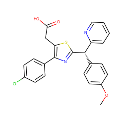 COc1ccc([C@@H](c2ccccn2)c2nc(-c3ccc(Cl)cc3)c(CC(=O)O)s2)cc1 ZINC000043101535