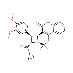 COc1ccc([C@@H]2[C@@H](C(=O)C3CC3)[C@H]3[C@@H]2c2c(c4ccccc4[nH]c2=O)OC3(C)C)cc1OC ZINC000169334535