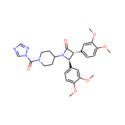 COc1ccc([C@@H]2[C@@H](c3ccc(OC)c(OC)c3)C(=O)N2C2CCN(C(=O)n3cncn3)CC2)cc1OC ZINC000653742636