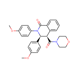 COc1ccc([C@@H]2[C@H](C(=O)N3CCOCC3)c3ccccc3C(=O)N2c2ccc(OC)cc2)cc1 ZINC000004437529