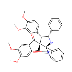 COc1ccc([C@@H]2[C@H](c3ccccc3)N[C@@]3(C(=O)Nc4ccccc43)[C@@]23Cc2cc(OC)c(OC)cc2C3=O)cc1OC ZINC000064549681