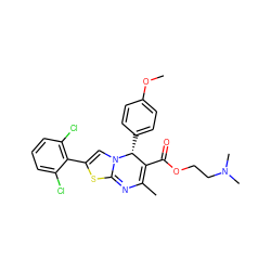 COc1ccc([C@@H]2C(C(=O)OCCN(C)C)=C(C)N=C3SC(c4c(Cl)cccc4Cl)=CN32)cc1 ZINC000029329241