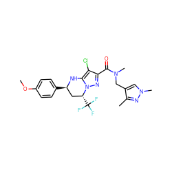 COc1ccc([C@@H]2C[C@@H](C(F)(F)F)n3nc(C(=O)N(C)Cc4cn(C)nc4C)c(Cl)c3N2)cc1 ZINC000012467704