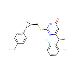 COc1ccc([C@@H]2C[C@H]2CSc2nc([C@H](C)c3c(F)cccc3F)c(C)c(=O)[nH]2)cc1 ZINC000040420450