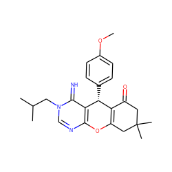 COc1ccc([C@@H]2C3=C(CC(C)(C)CC3=O)Oc3ncn(CC(C)C)c(=N)c32)cc1 ZINC000101176021