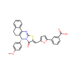 COc1ccc([C@@H]2C3=C(N=c4s/c(=C\c5ccc(-c6cccc(C(=O)O)c6)o5)c(=O)n42)c2ccccc2CC3)cc1 ZINC000049784782