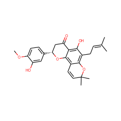 COc1ccc([C@@H]2CC(=O)c3c(O)c(CC=C(C)C)c4c(c3O2)C=CC(C)(C)O4)cc1O ZINC000013339863