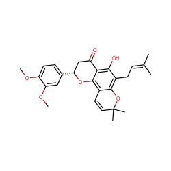 COc1ccc([C@@H]2CC(=O)c3c(O)c(CC=C(C)C)c4c(c3O2)C=CC(C)(C)O4)cc1OC ZINC000013339865