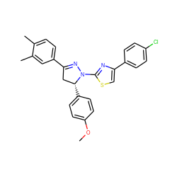 COc1ccc([C@@H]2CC(c3ccc(C)c(C)c3)=NN2c2nc(-c3ccc(Cl)cc3)cs2)cc1 ZINC000072177192