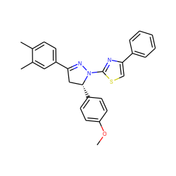 COc1ccc([C@@H]2CC(c3ccc(C)c(C)c3)=NN2c2nc(-c3ccccc3)cs2)cc1 ZINC000072177471