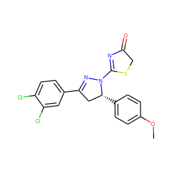 COc1ccc([C@@H]2CC(c3ccc(Cl)c(Cl)c3)=NN2C2=NC(=O)CS2)cc1 ZINC000095580147