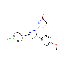 COc1ccc([C@@H]2CC(c3ccc(Cl)cc3)=NN2C2=NC(=O)CS2)cc1 ZINC000072412827