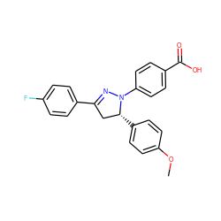 COc1ccc([C@@H]2CC(c3ccc(F)cc3)=NN2c2ccc(C(=O)O)cc2)cc1 ZINC000203671527
