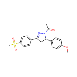 COc1ccc([C@@H]2CC(c3ccc(S(C)(=O)=O)cc3)=NN2C(C)=O)cc1 ZINC000066262135