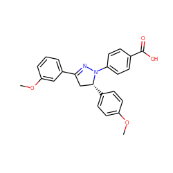 COc1ccc([C@@H]2CC(c3cccc(OC)c3)=NN2c2ccc(C(=O)O)cc2)cc1 ZINC000203857301