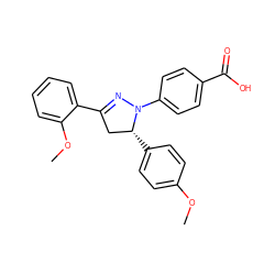 COc1ccc([C@@H]2CC(c3ccccc3OC)=NN2c2ccc(C(=O)O)cc2)cc1 ZINC000203670274