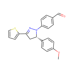 COc1ccc([C@@H]2CC(c3cccs3)=NN2c2ccc(C=O)cc2)cc1 ZINC000005091791