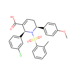 COc1ccc([C@@H]2CC=C(C(=O)O)[C@H](c3cccc(Cl)c3)N2S(=O)(=O)c2ccccc2C)cc1 ZINC000036387330