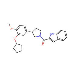 COc1ccc([C@@H]2CCN(C(=O)c3cc4ccccc4[nH]3)C2)cc1OC1CCCC1 ZINC000013741126