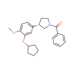 COc1ccc([C@@H]2CCN(C(=O)c3ccccc3)C2)cc1OC1CCCC1 ZINC000013741122