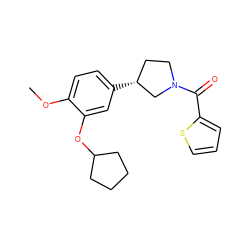 COc1ccc([C@@H]2CCN(C(=O)c3cccs3)C2)cc1OC1CCCC1 ZINC000013741124