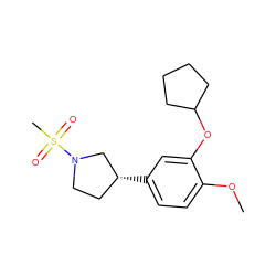 COc1ccc([C@@H]2CCN(S(C)(=O)=O)C2)cc1OC1CCCC1 ZINC000013741084
