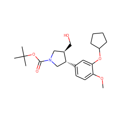 COc1ccc([C@@H]2CN(C(=O)OC(C)(C)C)C[C@H]2CO)cc1OC1CCCC1 ZINC000003811200