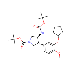 COc1ccc([C@@H]2CN(C(=O)OC(C)(C)C)C[C@H]2NC(=O)OC(C)(C)C)cc1OC1CCCC1 ZINC000026144926