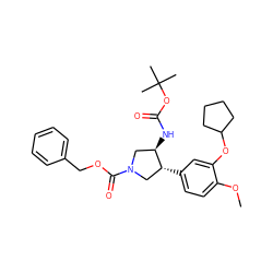 COc1ccc([C@@H]2CN(C(=O)OCc3ccccc3)C[C@H]2NC(=O)OC(C)(C)C)cc1OC1CCCC1 ZINC000026153710