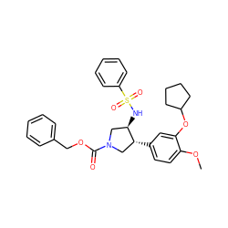COc1ccc([C@@H]2CN(C(=O)OCc3ccccc3)C[C@H]2NS(=O)(=O)c2ccccc2)cc1OC1CCCC1 ZINC000026152952