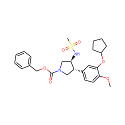 COc1ccc([C@@H]2CN(C(=O)OCc3ccccc3)C[C@H]2NS(C)(=O)=O)cc1OC1CCCC1 ZINC000026152245