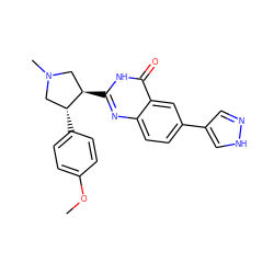 COc1ccc([C@@H]2CN(C)C[C@H]2c2nc3ccc(-c4cn[nH]c4)cc3c(=O)[nH]2)cc1 ZINC000095589606