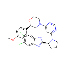 COc1ccc([C@@H]2CN(c3cc(N4CCC[C@H]4c4nc5cc(Cl)c(Cl)cc5[nH]4)ncn3)CCO2)cc1 ZINC000082153329