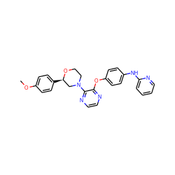 COc1ccc([C@@H]2CN(c3nccnc3Oc3ccc(Nc4ccccn4)cc3)CCO2)cc1 ZINC000139097090