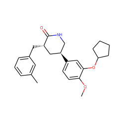 COc1ccc([C@@H]2CNC(=O)[C@@H](Cc3cccc(C)c3)C2)cc1OC1CCCC1 ZINC000113218860