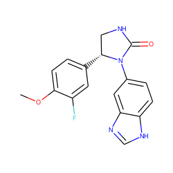 COc1ccc([C@@H]2CNC(=O)N2c2ccc3[nH]cnc3c2)cc1F ZINC000116194860