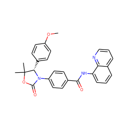 COc1ccc([C@@H]2N(c3ccc(C(=O)Nc4cccc5cccnc45)cc3)C(=O)OC2(C)C)cc1 ZINC000147083394