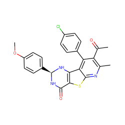 COc1ccc([C@@H]2NC(=O)c3sc4nc(C)c(C(C)=O)c(-c5ccc(Cl)cc5)c4c3N2)cc1 ZINC000000643028