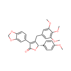 COc1ccc([C@@H]2OC(=O)C(c3ccc4c(c3)OCO4)=C2Cc2cc(OC)c(OC)c(OC)c2)cc1 ZINC000013761559