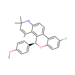 COc1ccc([C@@H]2Oc3ccc(Cl)cc3-c3ccc4c(c32)C(C)=CC(C)(C)N4)cc1 ZINC000013777178