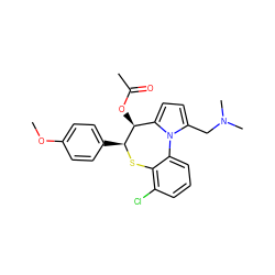 COc1ccc([C@@H]2Sc3c(Cl)cccc3-n3c(CN(C)C)ccc3[C@@H]2OC(C)=O)cc1 ZINC000013760868