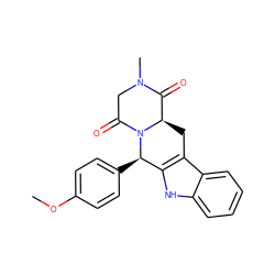 COc1ccc([C@@H]2c3[nH]c4ccccc4c3C[C@@H]3C(=O)N(C)CC(=O)N32)cc1 ZINC000012360810